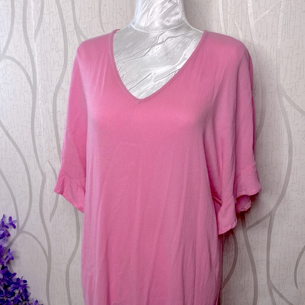 🌹 Pink Ruffle Tunic Dress Top 🌹 - Picture 2 of 9